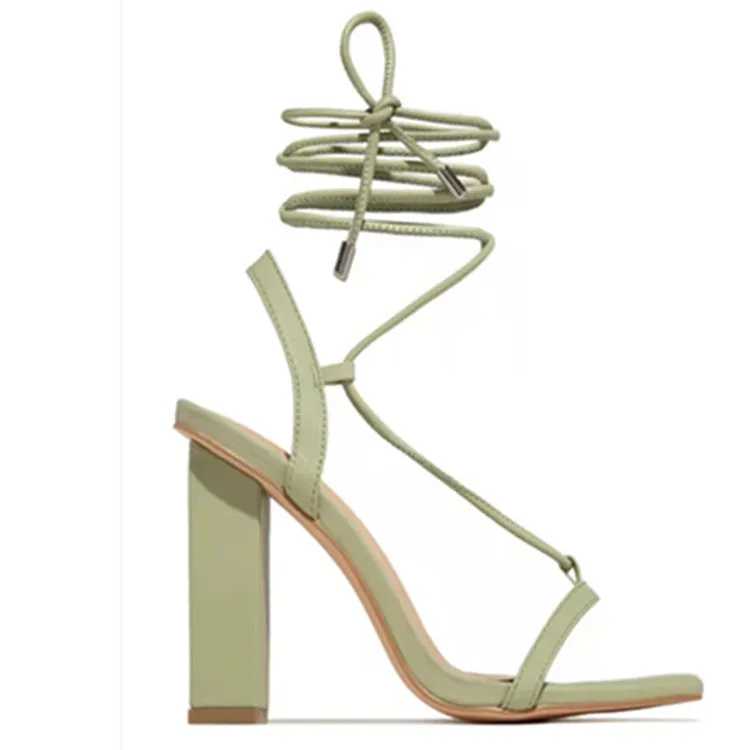 🌸 *Women Shoes Square Toe Ankle Lace-Up Strappy Sandals 🌸