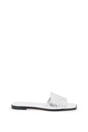 Alexander McQueen laminated leather slides with embossed seal logo