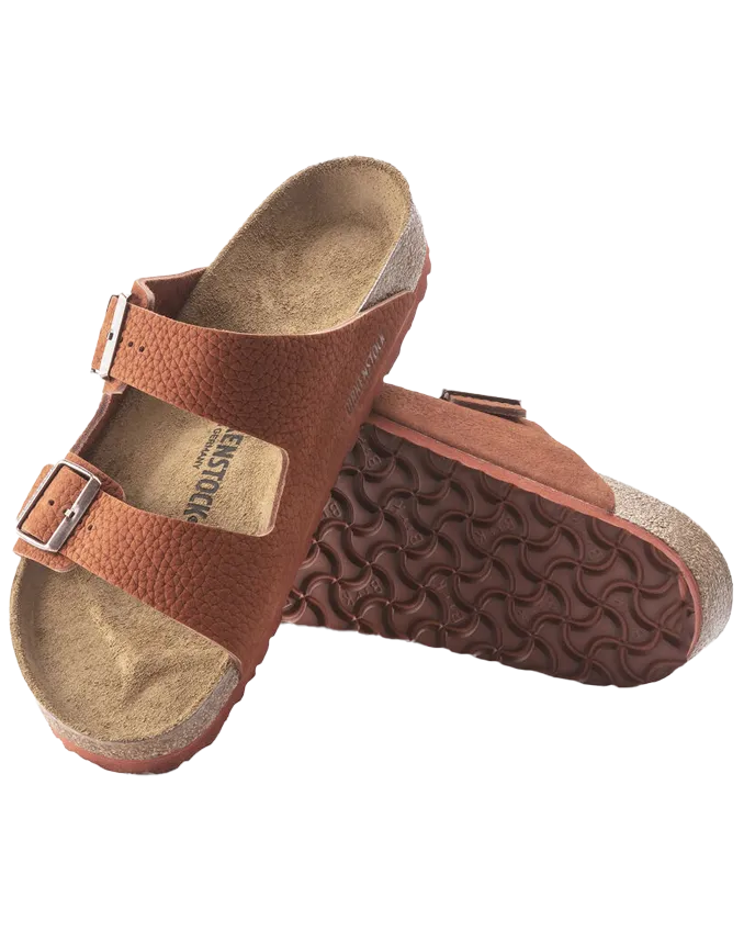 Arizona Nubuck Leather Sandals in Burnt Orange