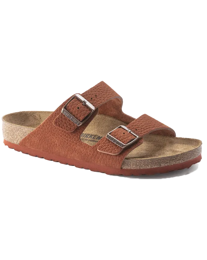 Arizona Nubuck Leather Sandals in Burnt Orange