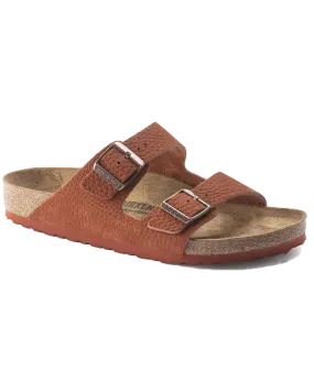 Arizona Nubuck Leather Sandals in Burnt Orange