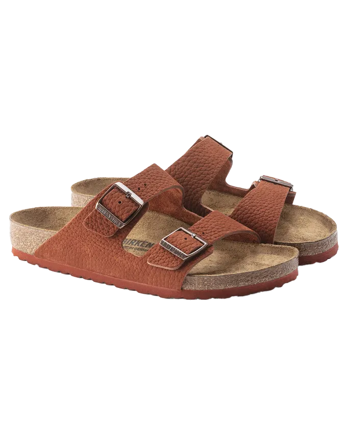 Arizona Nubuck Leather Sandals in Burnt Orange