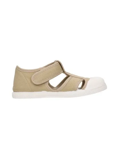 Beige canvas sport sandal