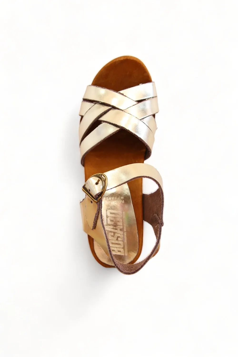 BOSABO LEATHER GOLD METALLIC FOUR STRAP SANDAL