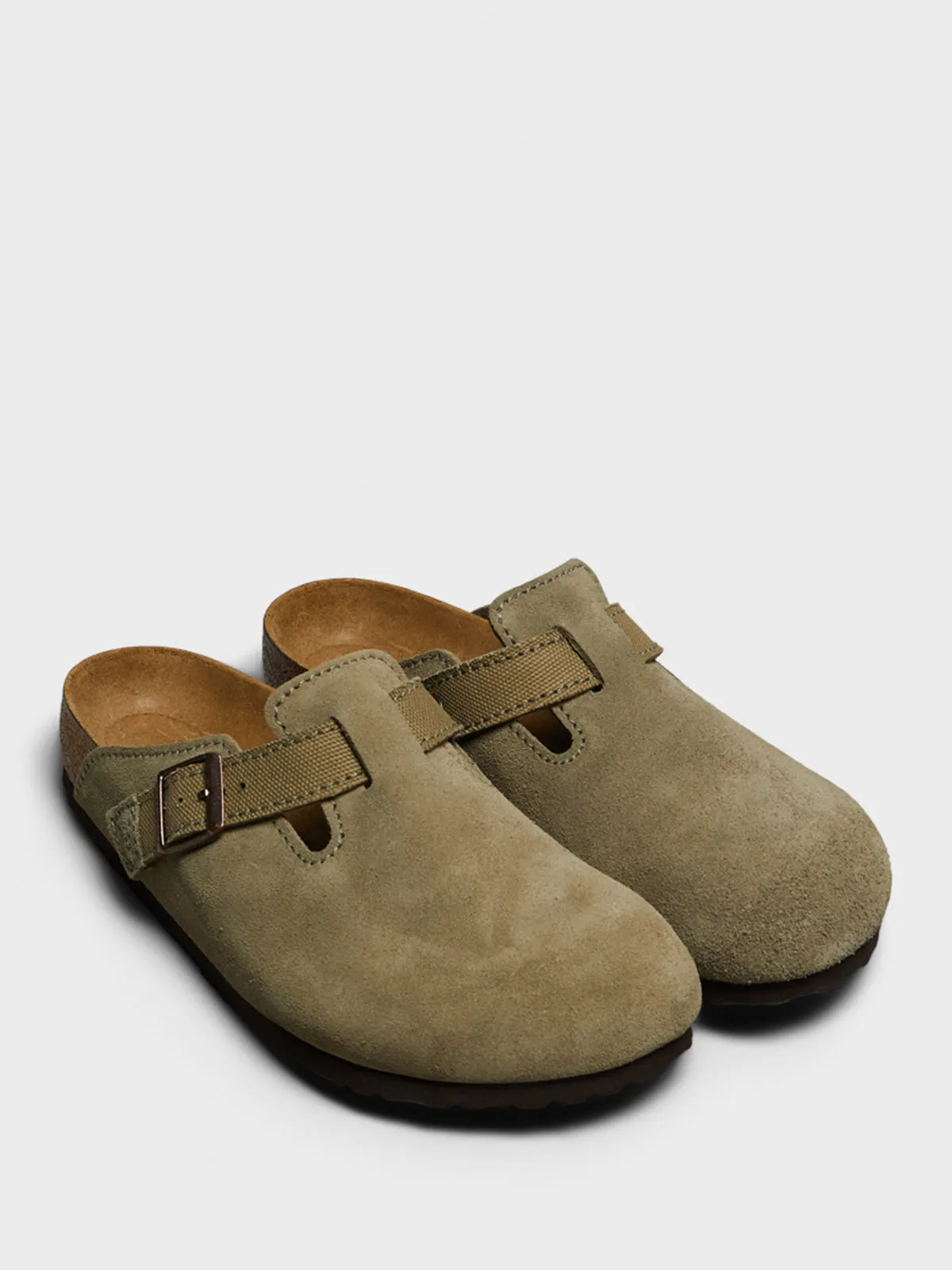 Boston Suede and Canvas Sandals in Faded Khaki