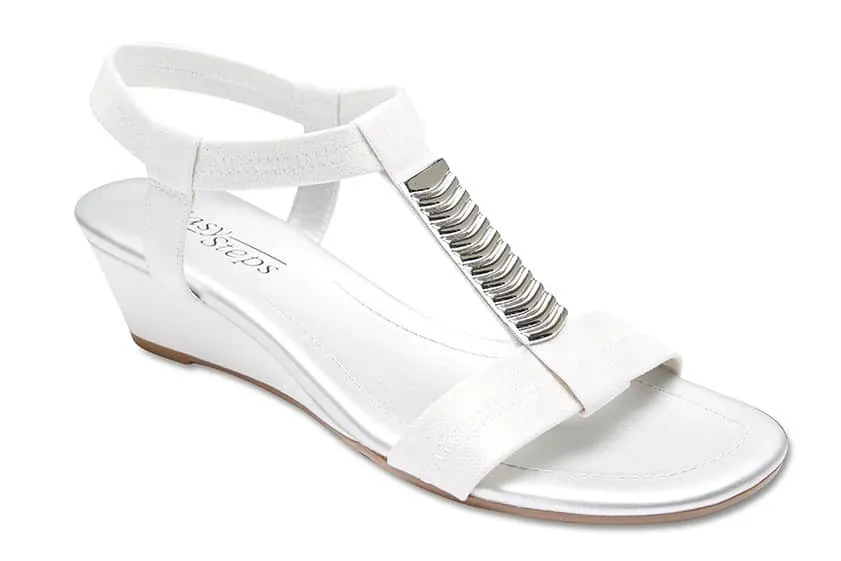 Calvin Heel in Light Silver Fabric