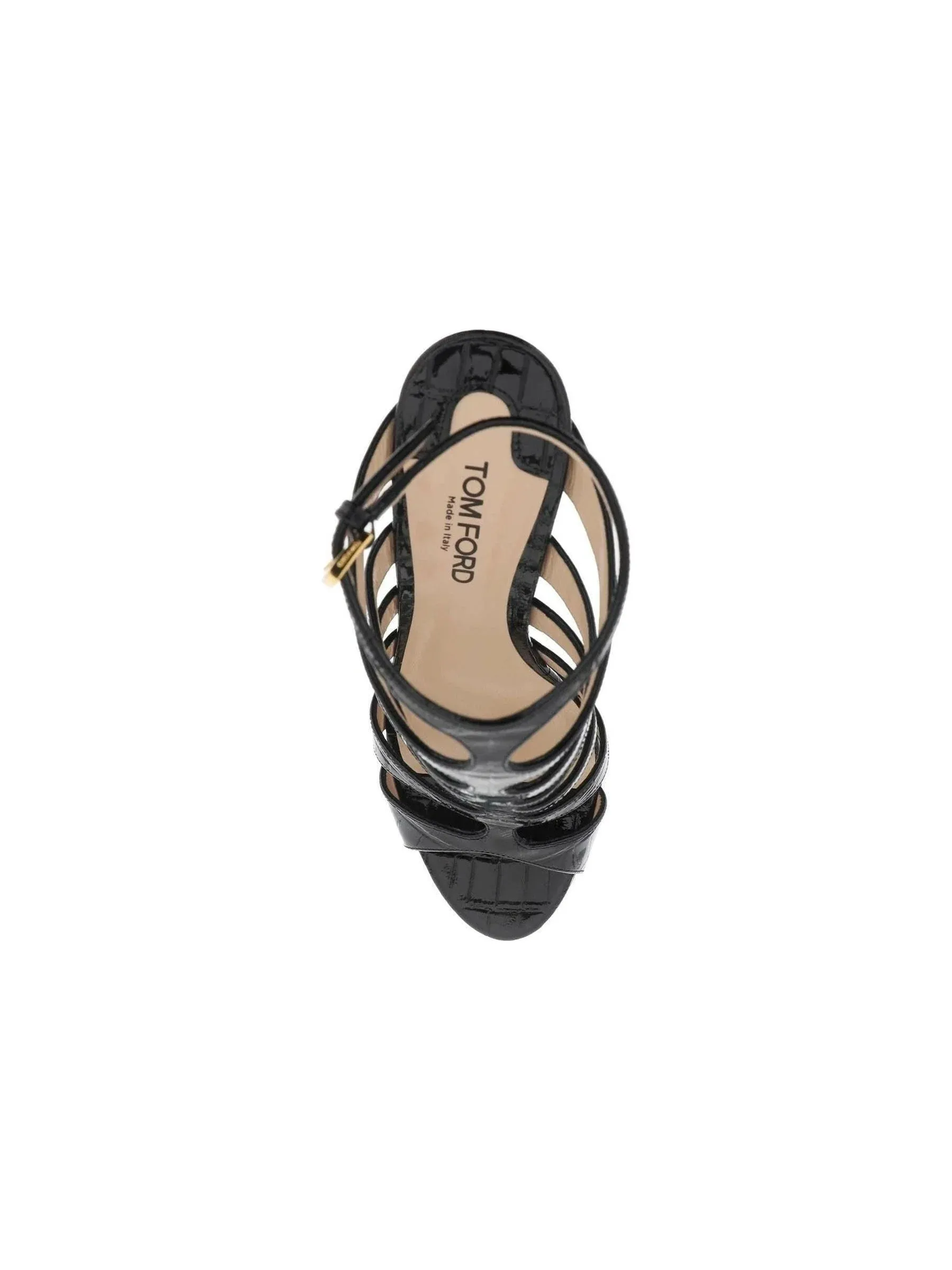 Carine Crocodile Embossed Leather Sandals