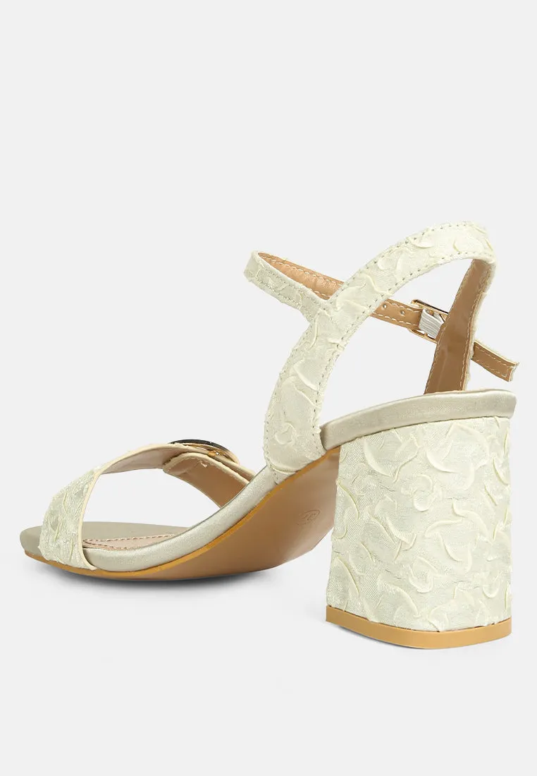 Chaplet Textured Block Heel Sandals