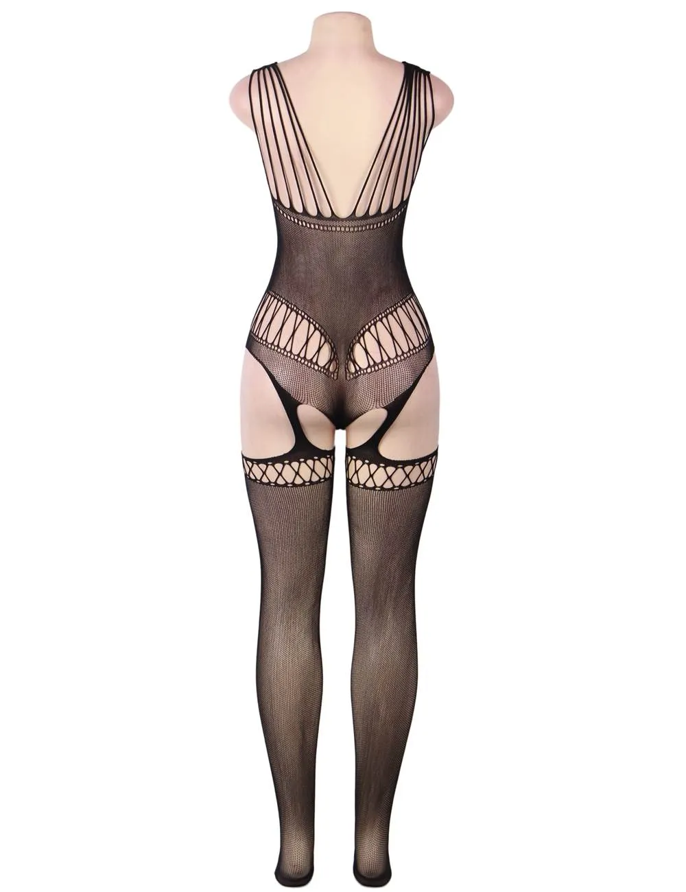 Chic Strappy Mesh Bodystocking