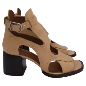 Chloé  Gaile Cut-Out Sandals in Tan Leather