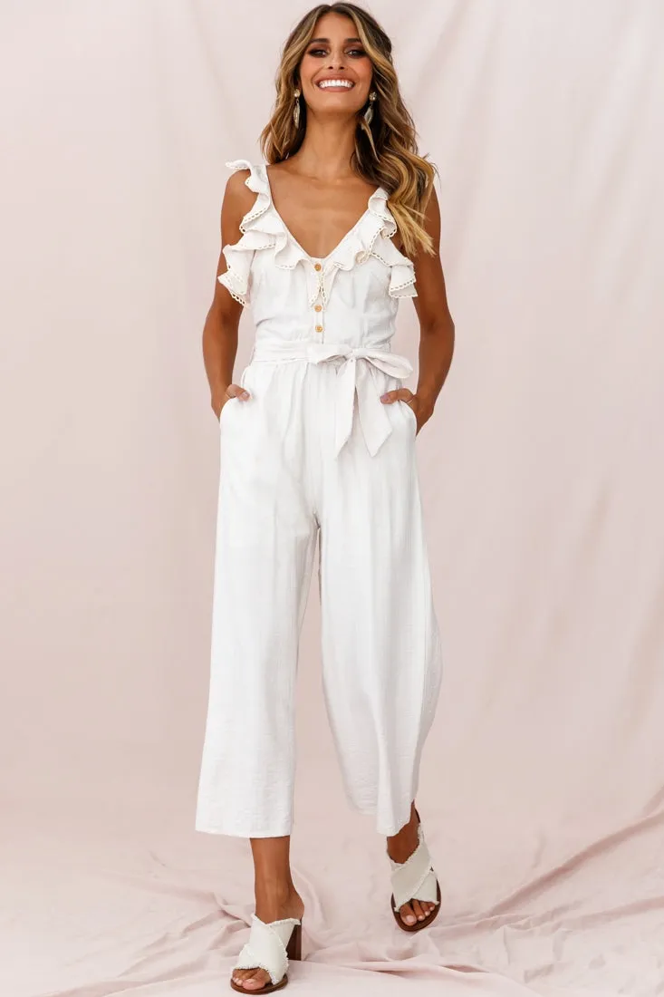 Danube Belted Waist Jumpsuit Beige