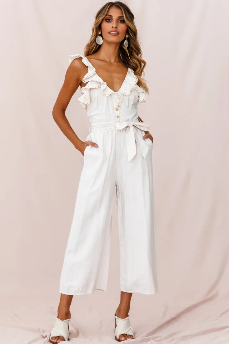 Danube Belted Waist Jumpsuit Beige