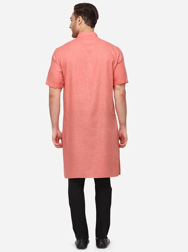 Dark Pink Self Textured Regular Fit Modi Kurta | JadeBlue