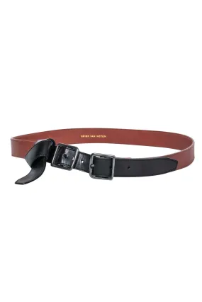 Dries Van Noten - Brown & Black Leather Buckle Belt w/ Knotted Design