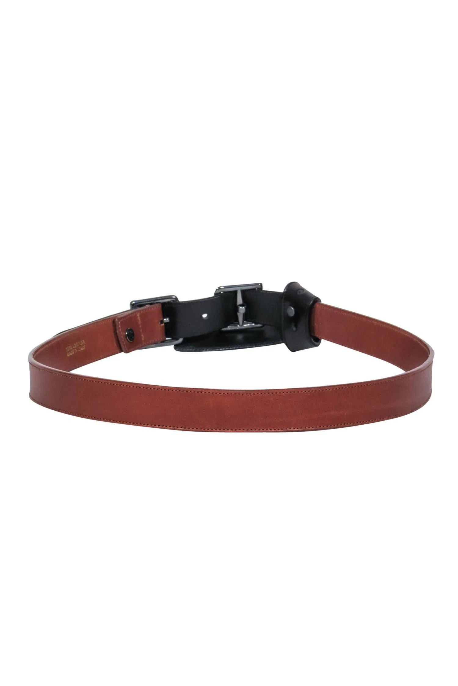 Dries Van Noten - Brown & Black Leather Buckle Belt w/ Knotted Design