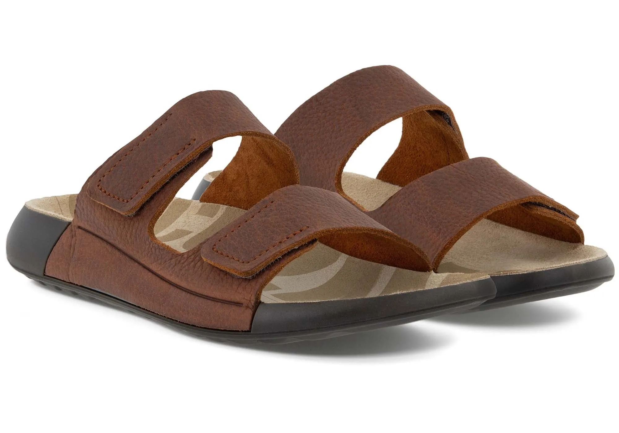 ECCO 2nd Cozmo Womens Comfortable Leather 2 Strap Slide Sandals