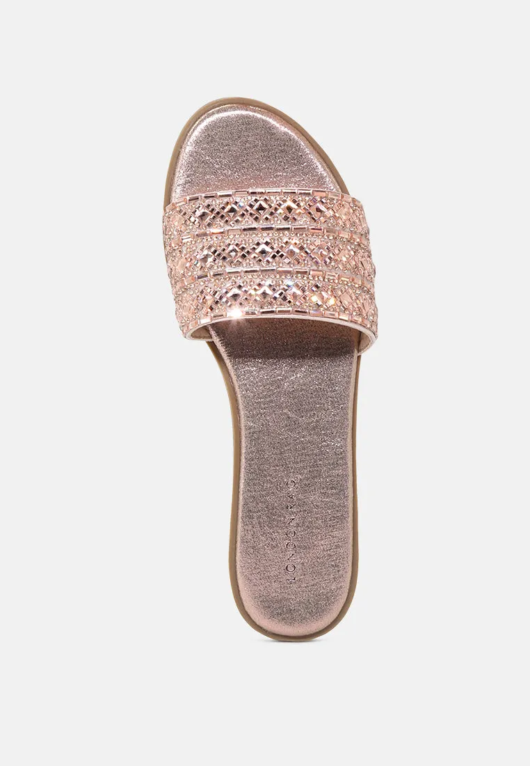 Evin Mirror Embellished Flat Sliders