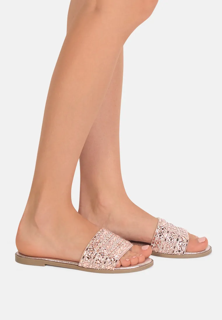 Evin Mirror Embellished Flat Sliders