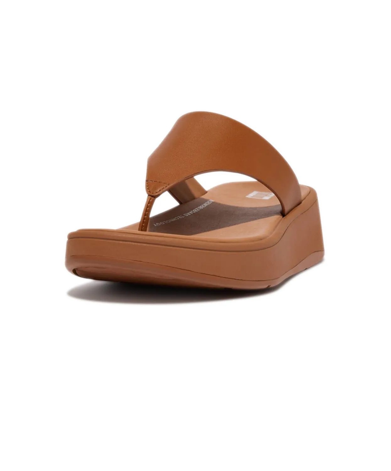 FitFlop F-mode Leather Flatform Toe Post Brown