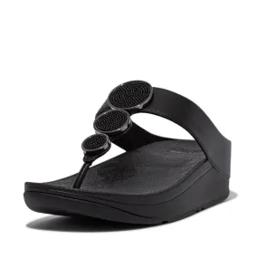 FitFlop Halo Bead-Circle Leather Toe-Post Sandals - Black