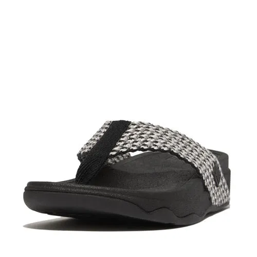 FitFlop Surfa Multi-Tone Webbing Toe-Post Sandals - Black