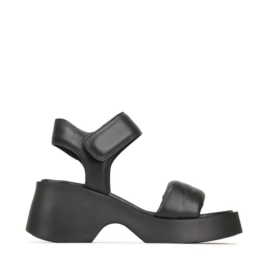 FLORINA LEATHER CHUNKY WEDGE SANDALS