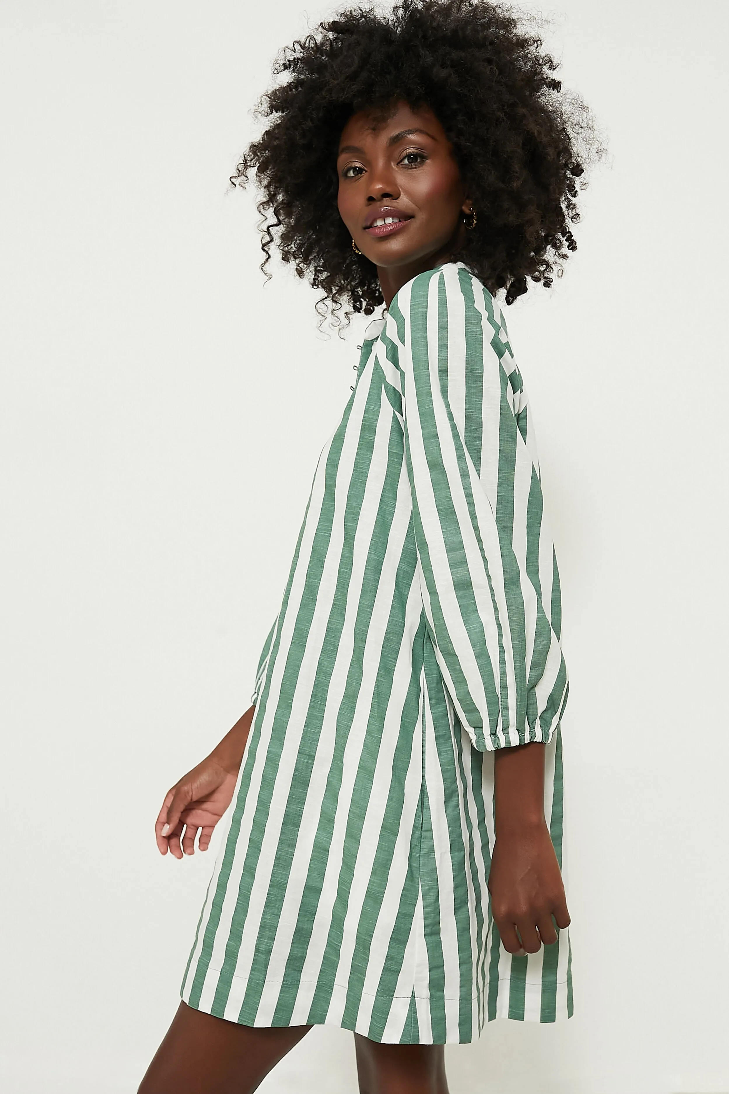 Green Stripe Maryse Mini Caftan