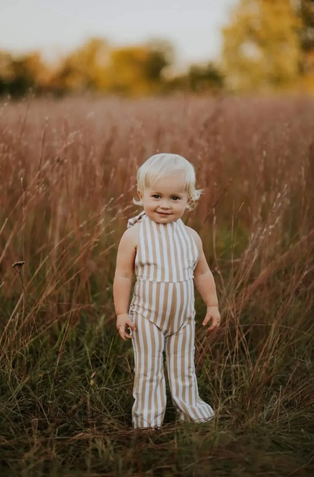 Hippie Vibes Jumpsuit in Beige Stripes