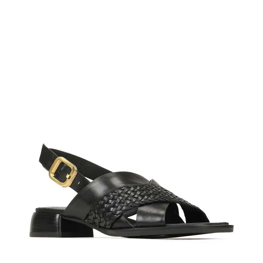 LATICIA LEATHER BLOCK HEEL SANDALS