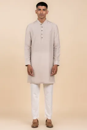 Light Grey Kurta with Tasva Button Detailing