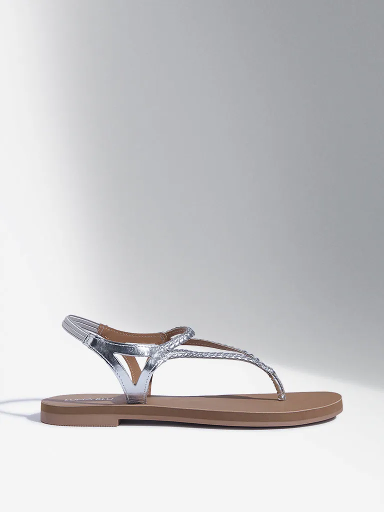 LUNA BLU Silver Slingback Sandals