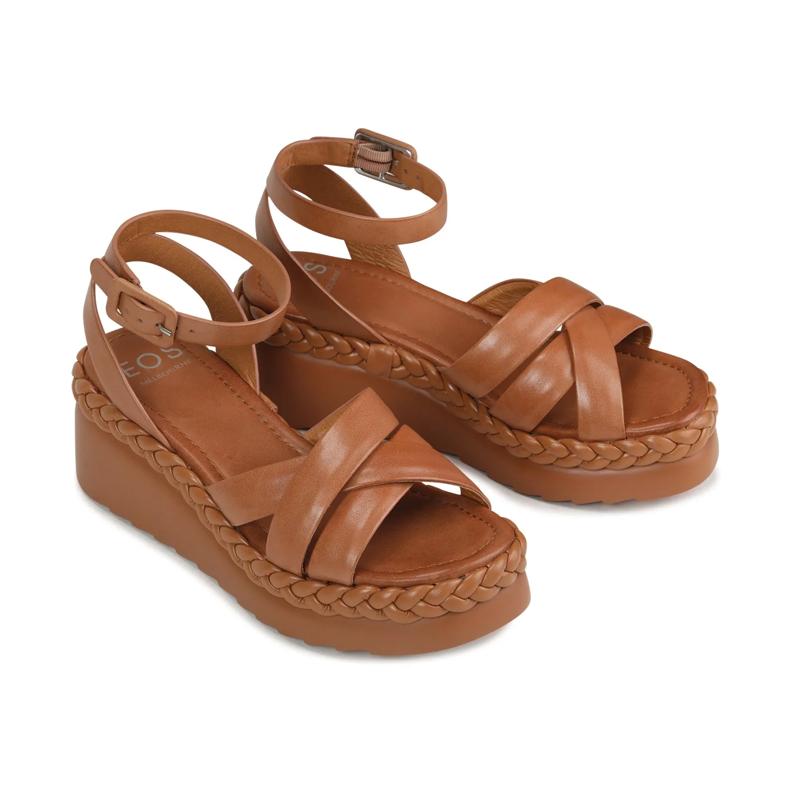 MELANA LEATHER WEDGE SANDALS