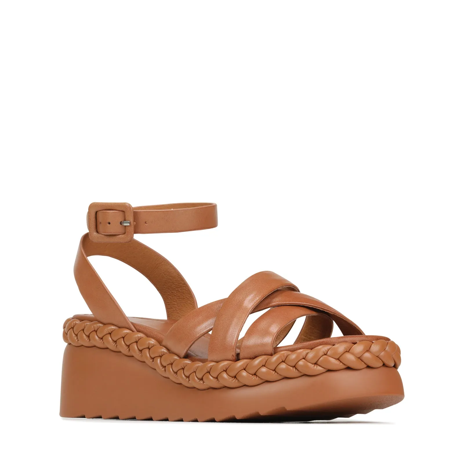 MELANA LEATHER WEDGE SANDALS