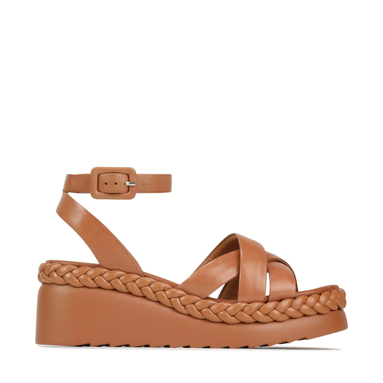 MELANA LEATHER WEDGE SANDALS