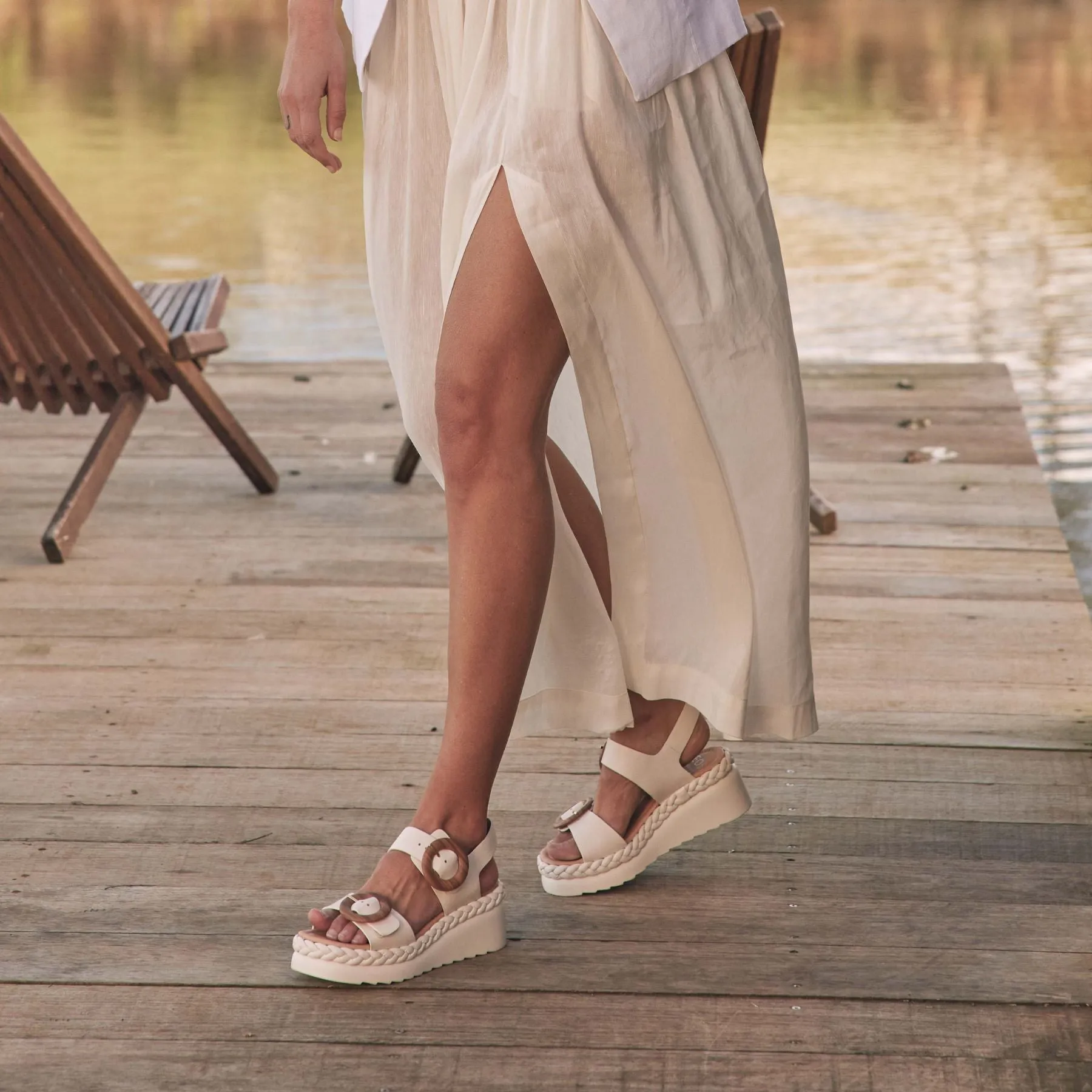 MENORCA LEATHER WEDGE SANDALS