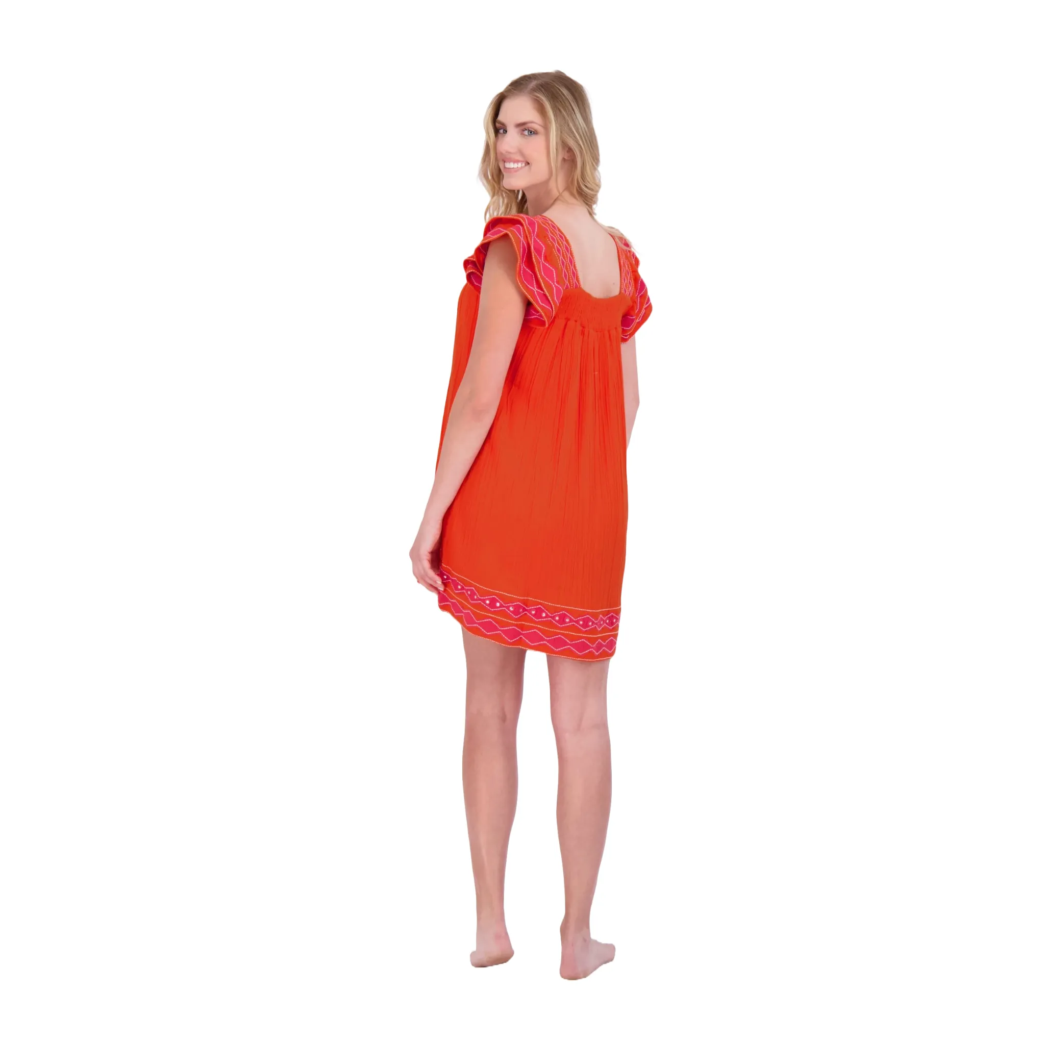 Mini Sandrine Women's Dress in Poppy Embroidery