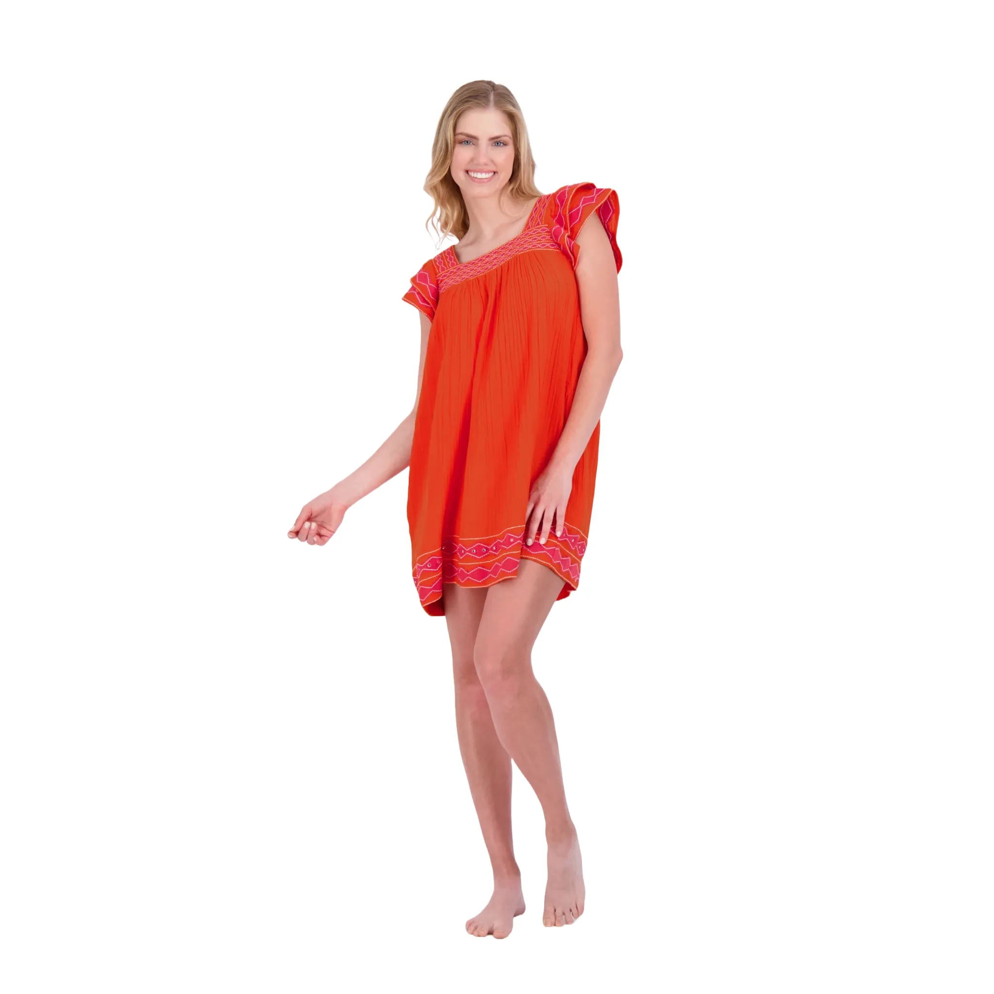 Mini Sandrine Women's Dress in Poppy Embroidery