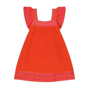 Mini Sandrine Women's Dress in Poppy Embroidery