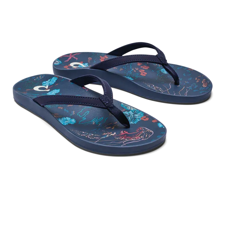 Olukai Women's Puawe Flip Flop - Midnight Navy/Barrier Reef 20498-MZRF