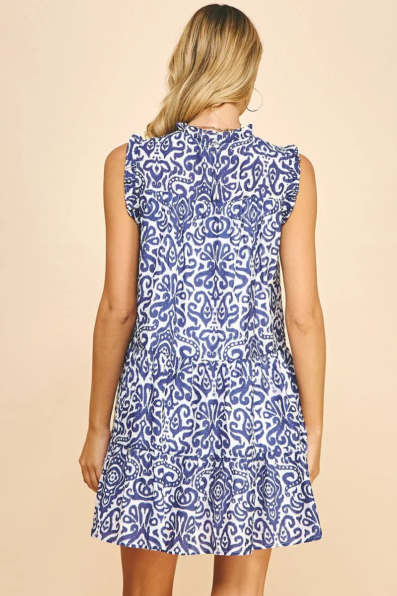 Print Tiered Mini Dress