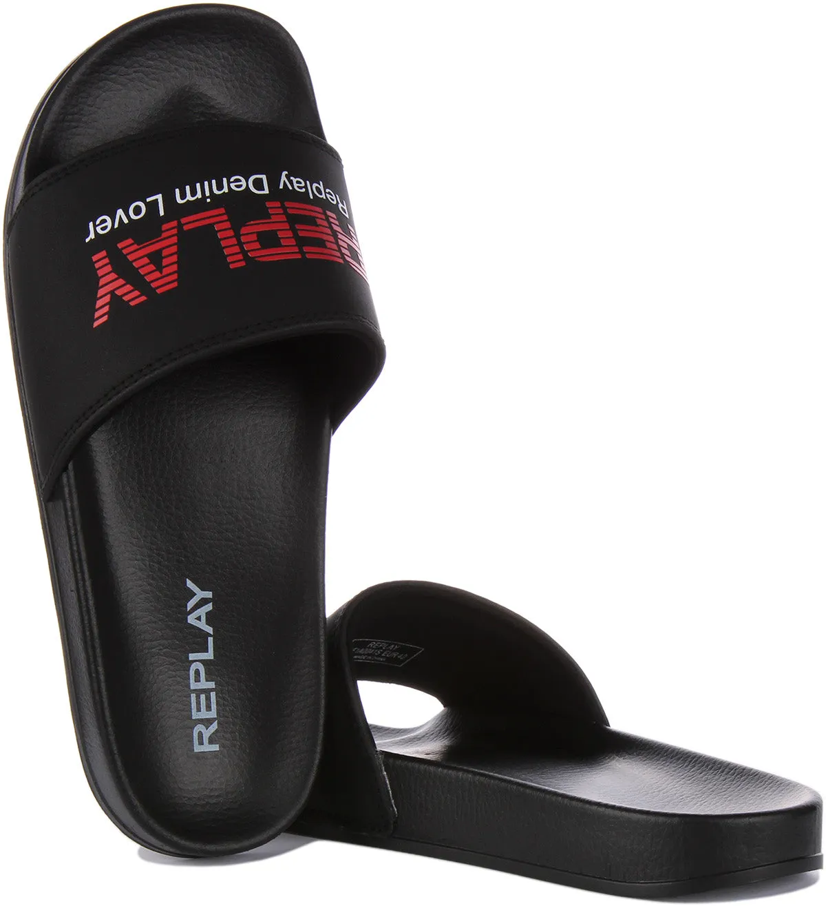 Replay Up Soft Slider In Black Red For Men