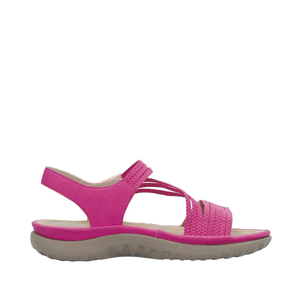 Rieker 64870-31 Ladies Pink Touch Fastening Sandals