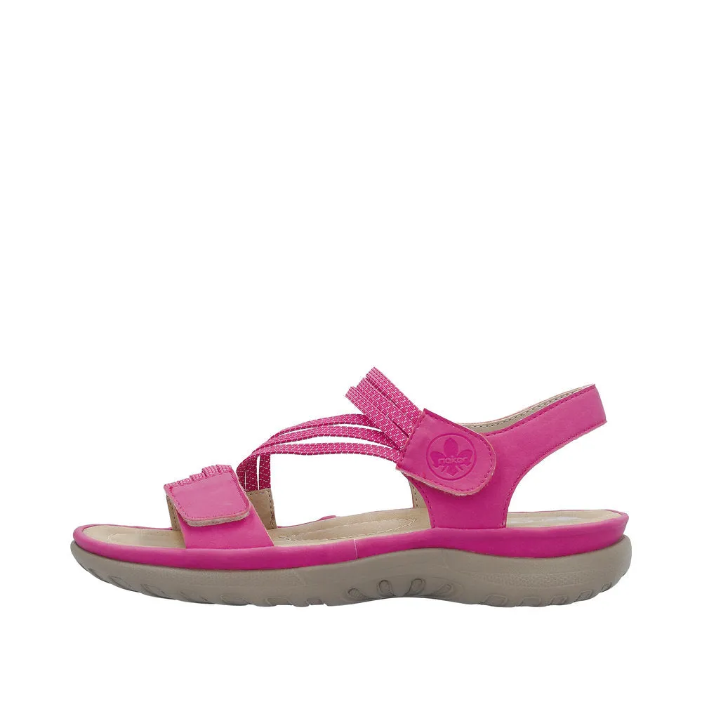 Rieker 64870-31 Ladies Pink Touch Fastening Sandals