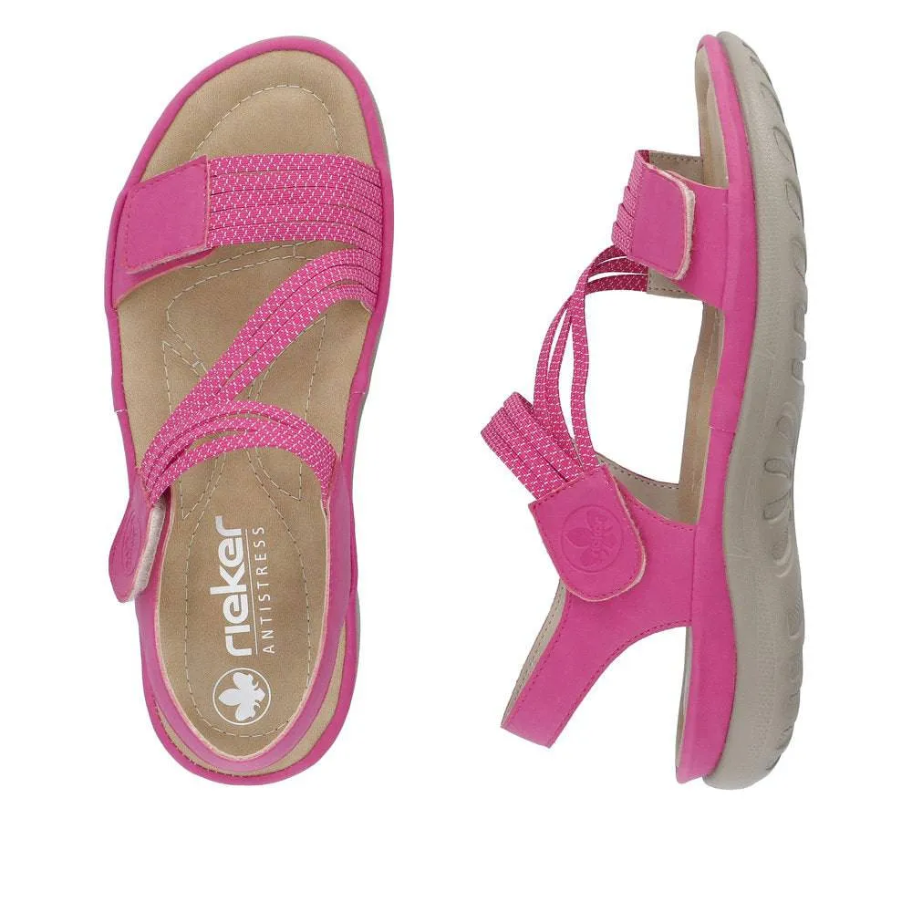 Rieker 64870-31 Ladies Pink Touch Fastening Sandals