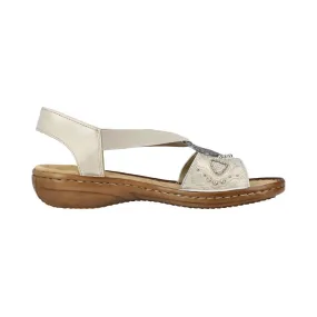 RIEKER SLINGBACK FLAT WITH ORNAMENT WHITE - WOMENS