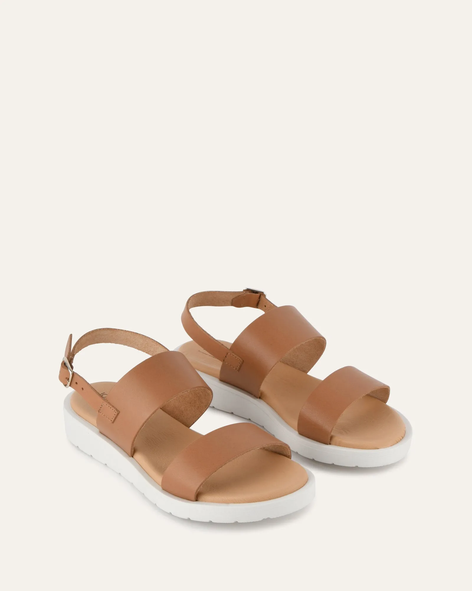 ROSALIE FLAT SANDALS TAN LEATHER