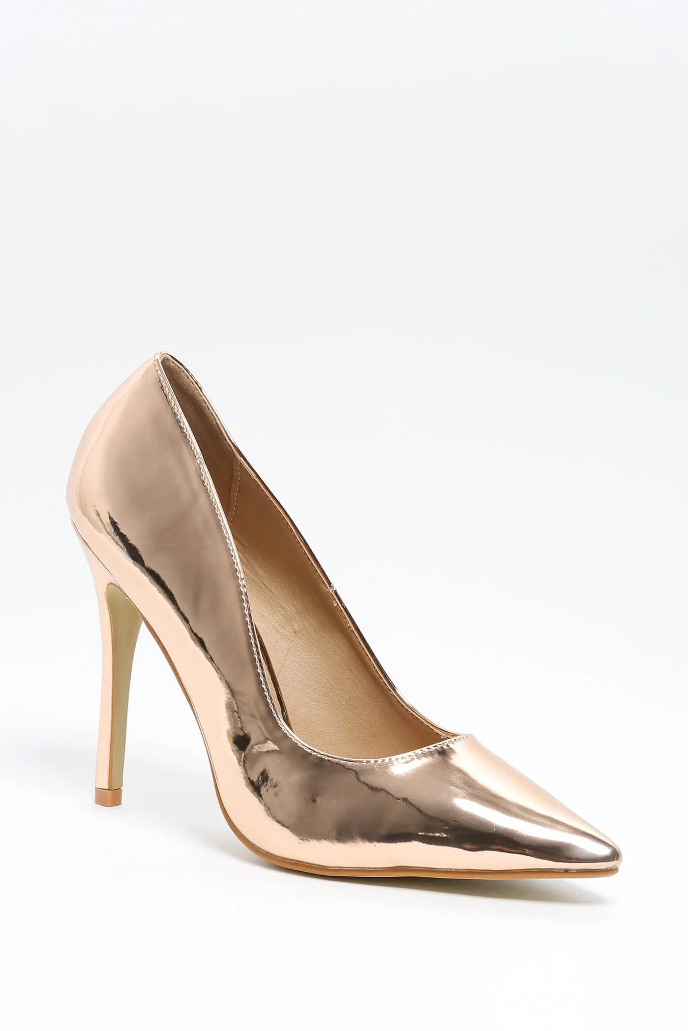 Rose Gold High Heel Court Shoes