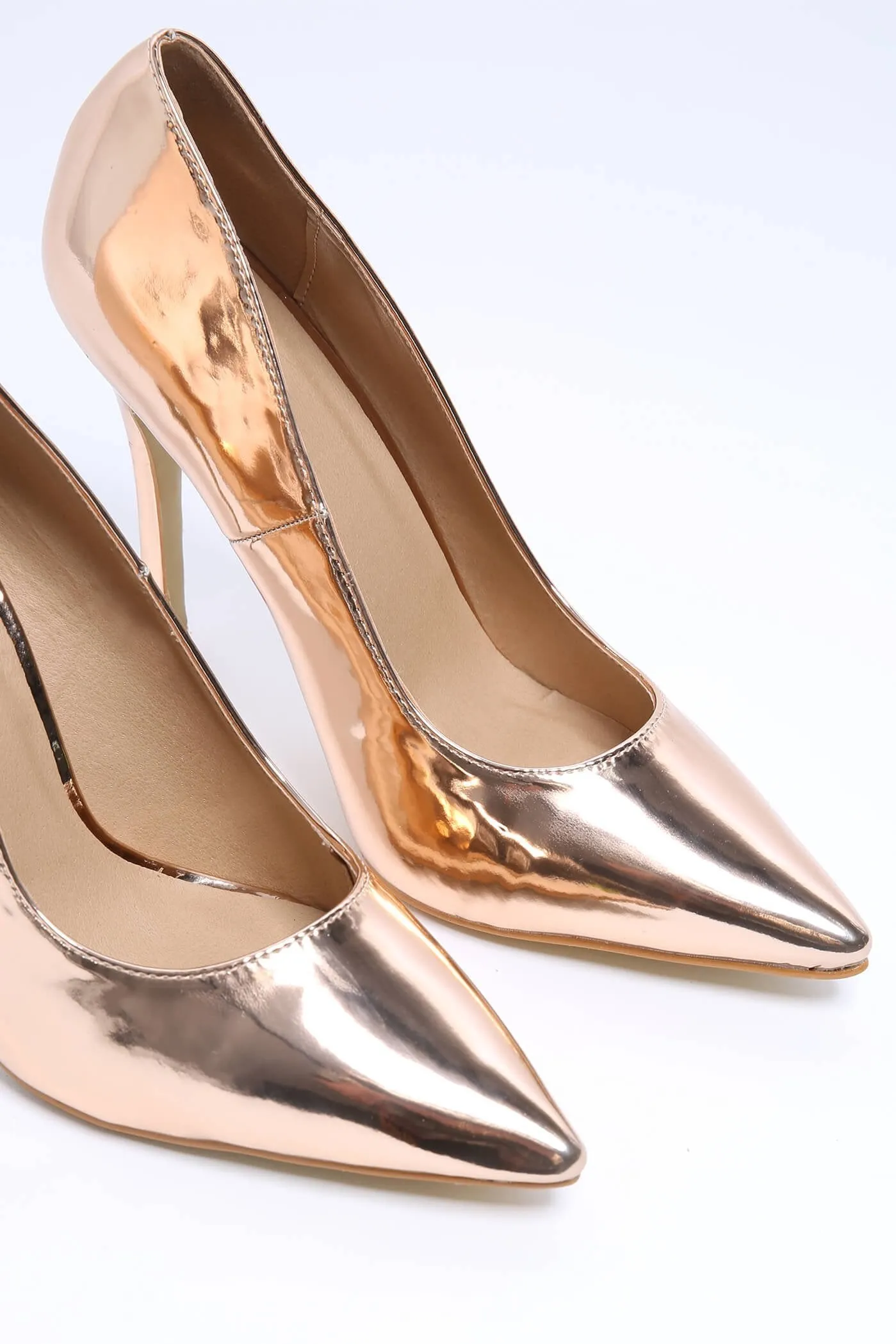 Rose Gold High Heel Court Shoes