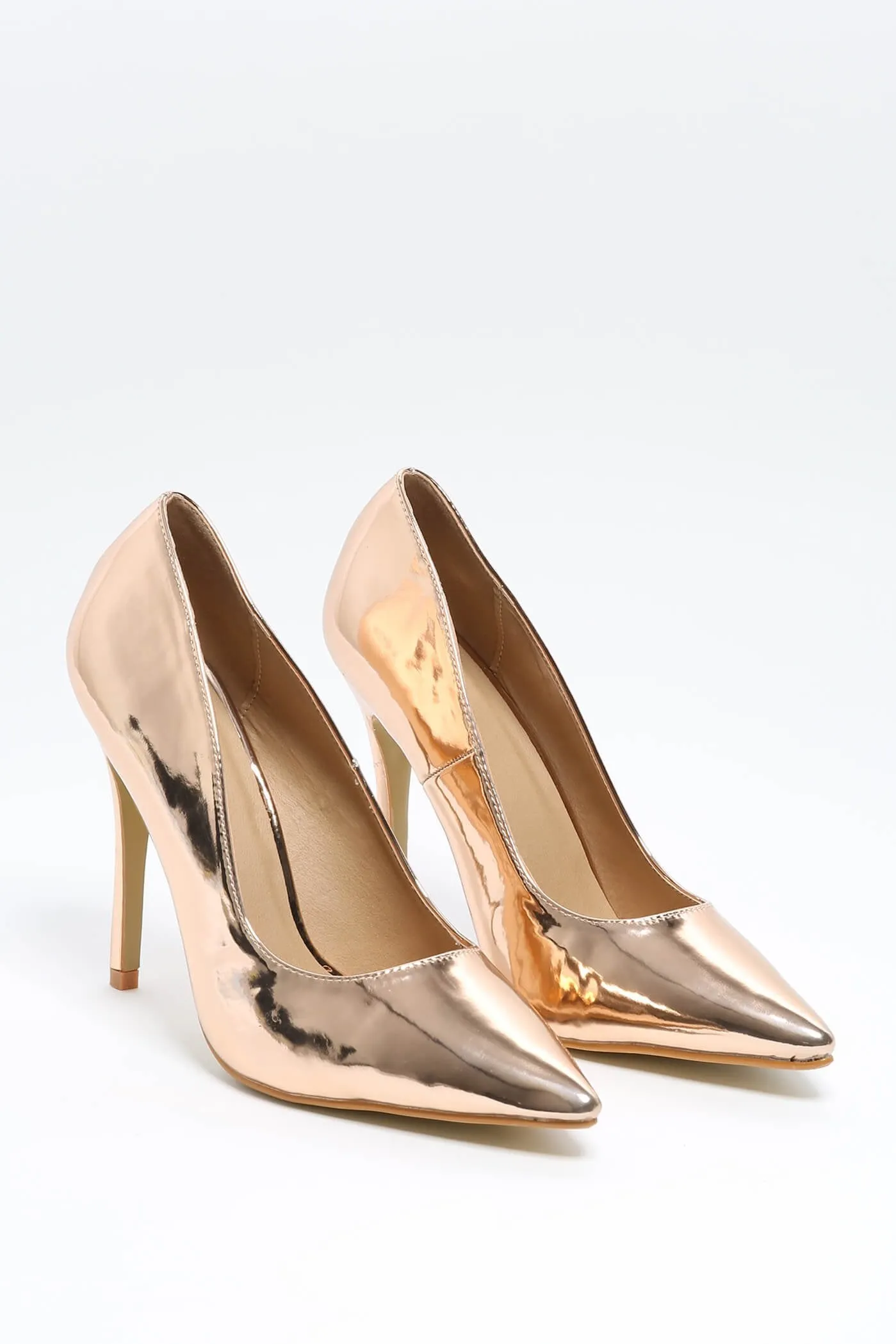 Rose Gold High Heel Court Shoes