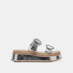 RYSHA SANDALS SILVER CRINKLE PATENT